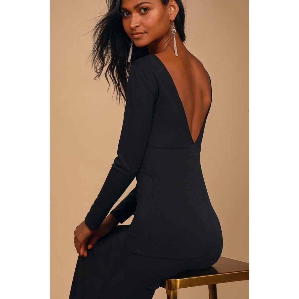 Lulus Wait For Me Black Long Sleeve Maxi Dress - Size 2X